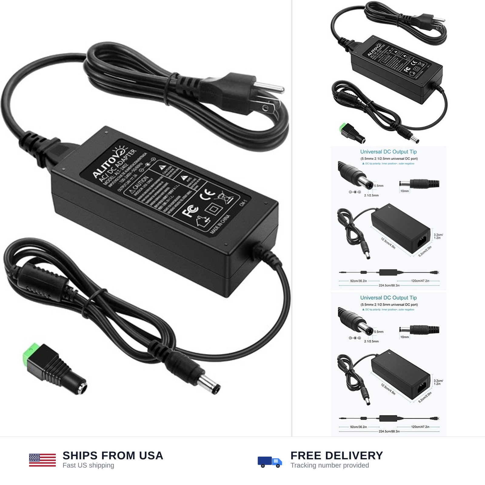 ALITOVE 24V DC Power Supply 2A 48W AC/DC Adapter 100~240V AC to DC 24 Volt 2 …