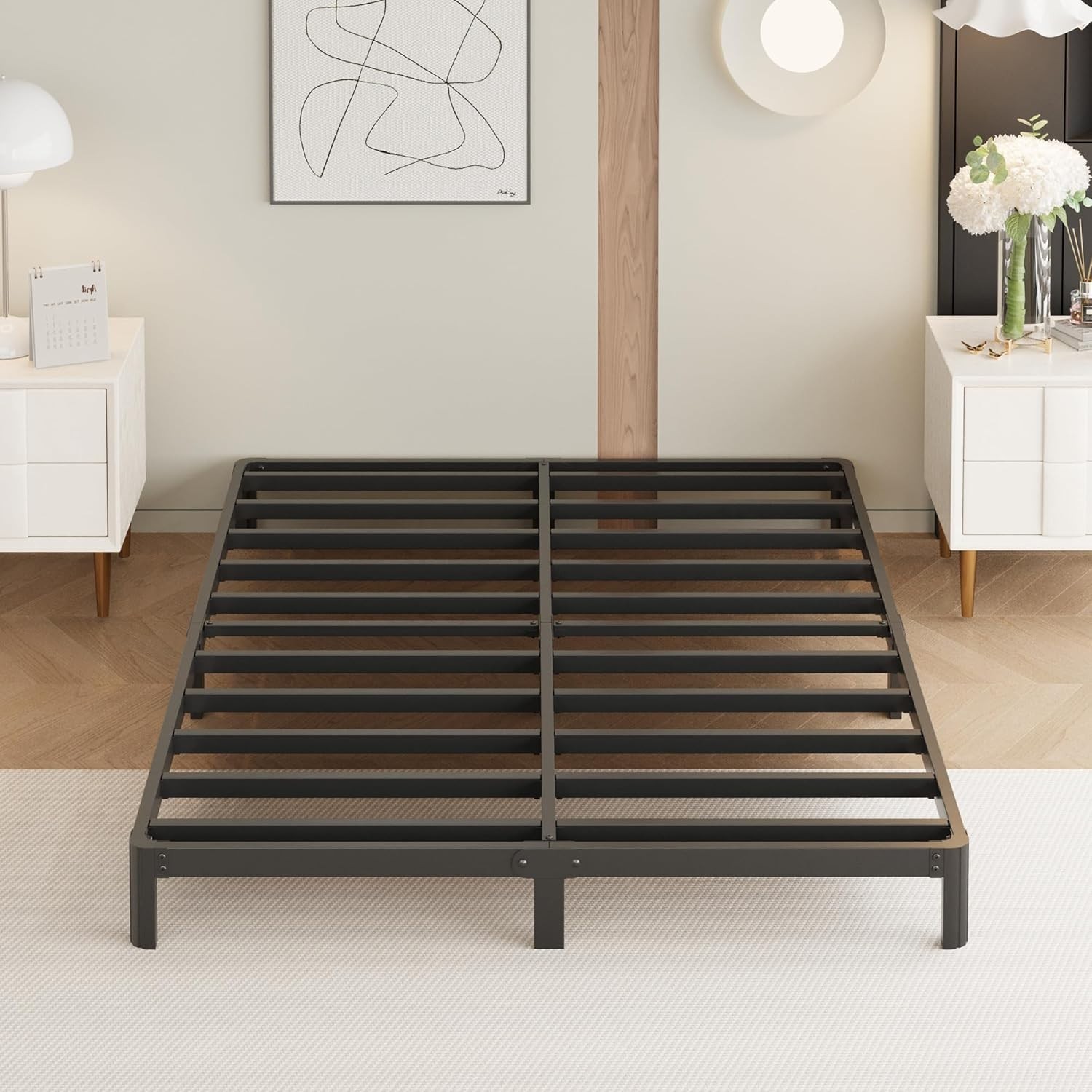 9 Inch California King Bed Frames with Rounded Corner Legs, Heavy Duty Cal King