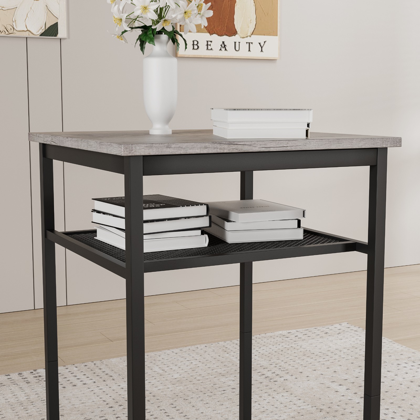 Solid Bistro Set—2 Stools & Table, Foldable, Space-Saving, Easy Clean