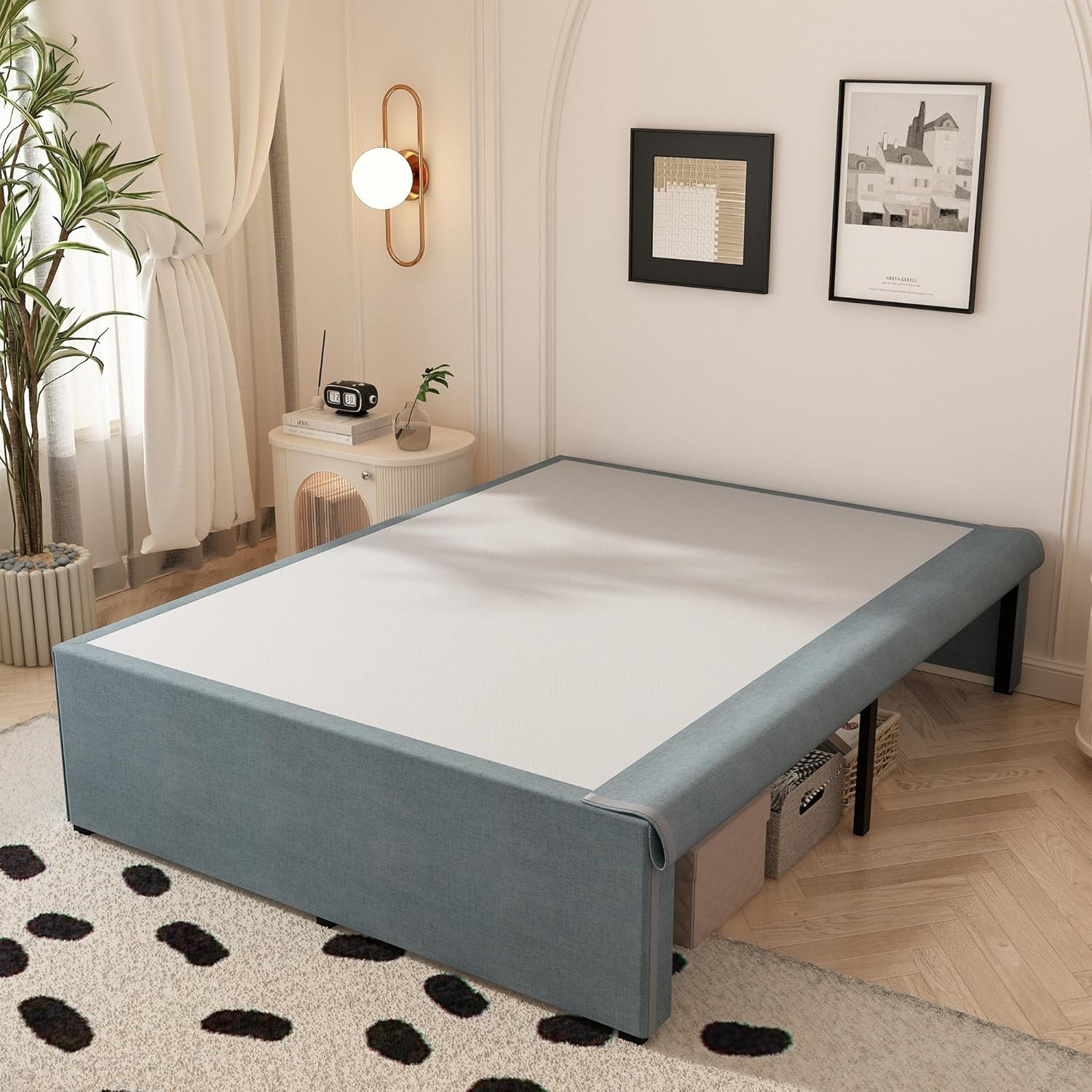 Bed Frame 18 Inch King 3000 lb Heavy Duty Black Maenizi MN40B-18K Fabric Cover