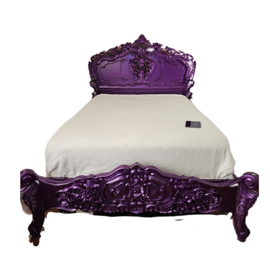 Queen Size Designer French style handcrafted mahogany Rococo Gothic Bed Frame