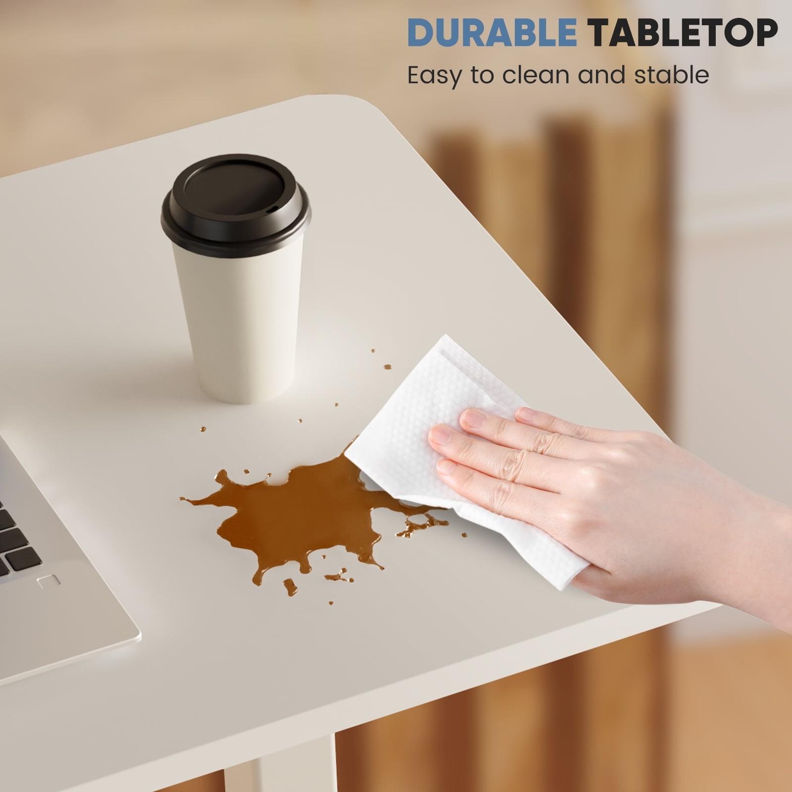 Overbed Table with Wheels, Mobile and Adjustable height Standing Desk