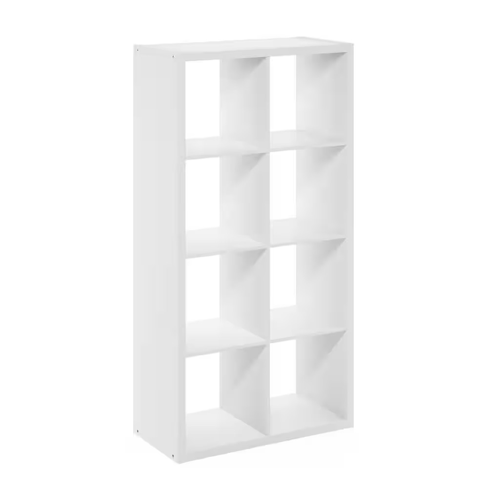 Cubicle 58 In. Tall White Wood 8-Shelf Open Back Bookcase