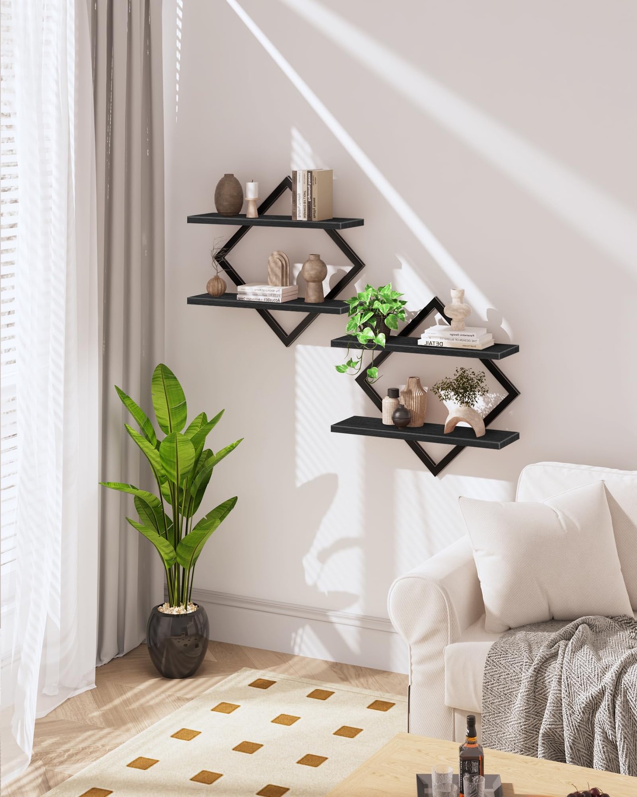 Choezon Floating Shelves Set Of 2 Wall Shelves 2-Tier Hanging Shelves Wall