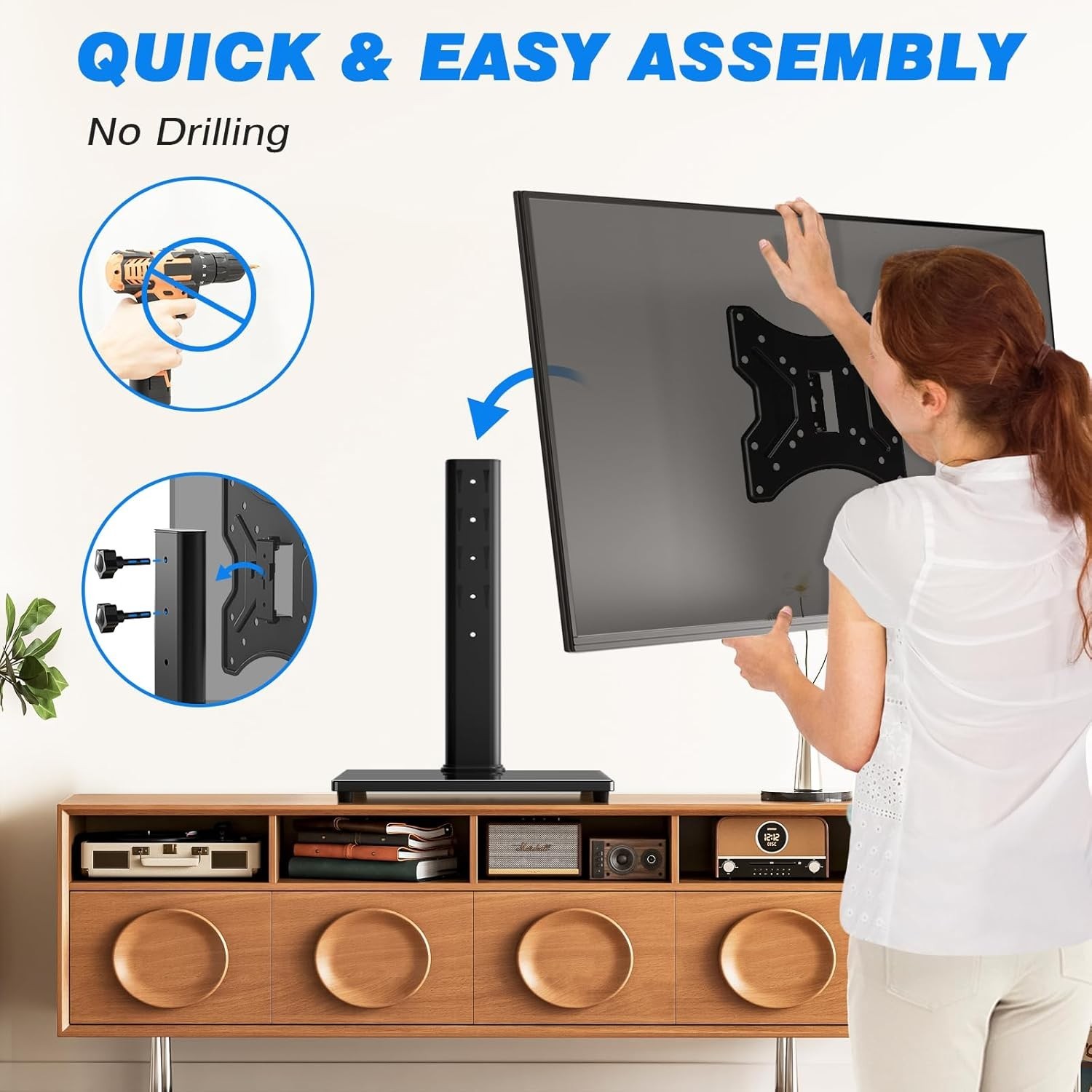 Rfiver Universal Swivel Tabletop TV Stand for Flat Screens 23 24 26 32 39 40 …