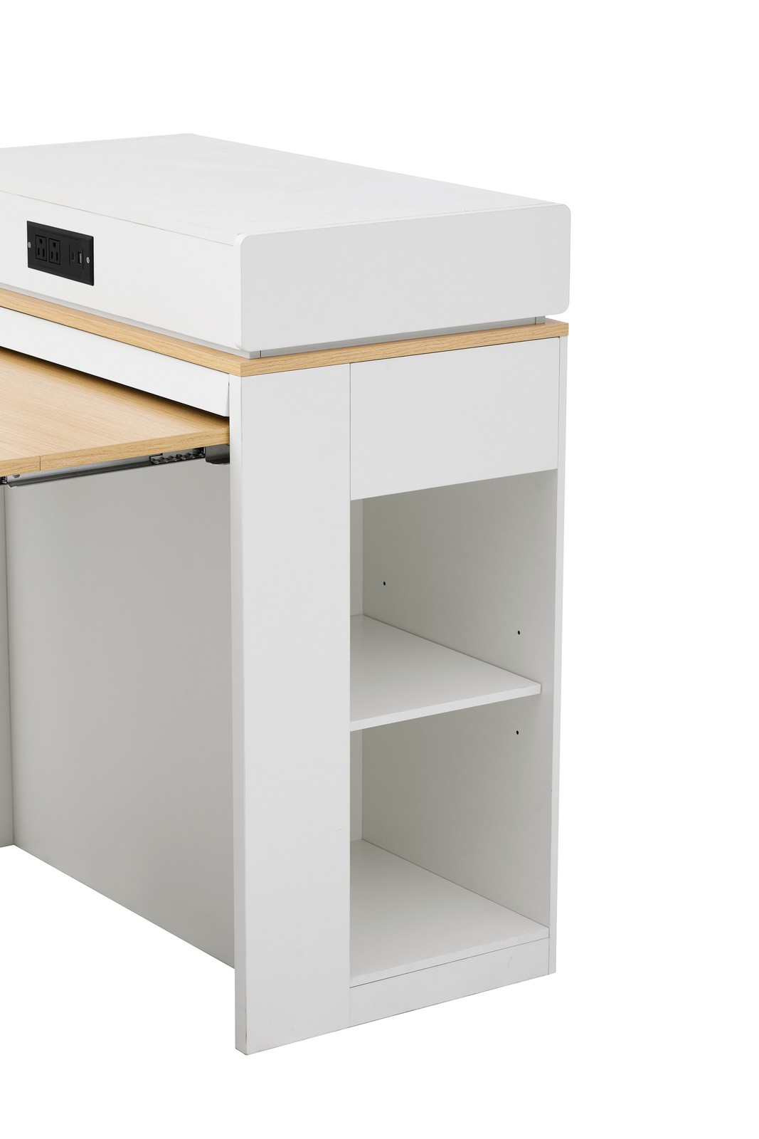 Extendable Dining Table with Folding Top, Drawers & Power Outlet