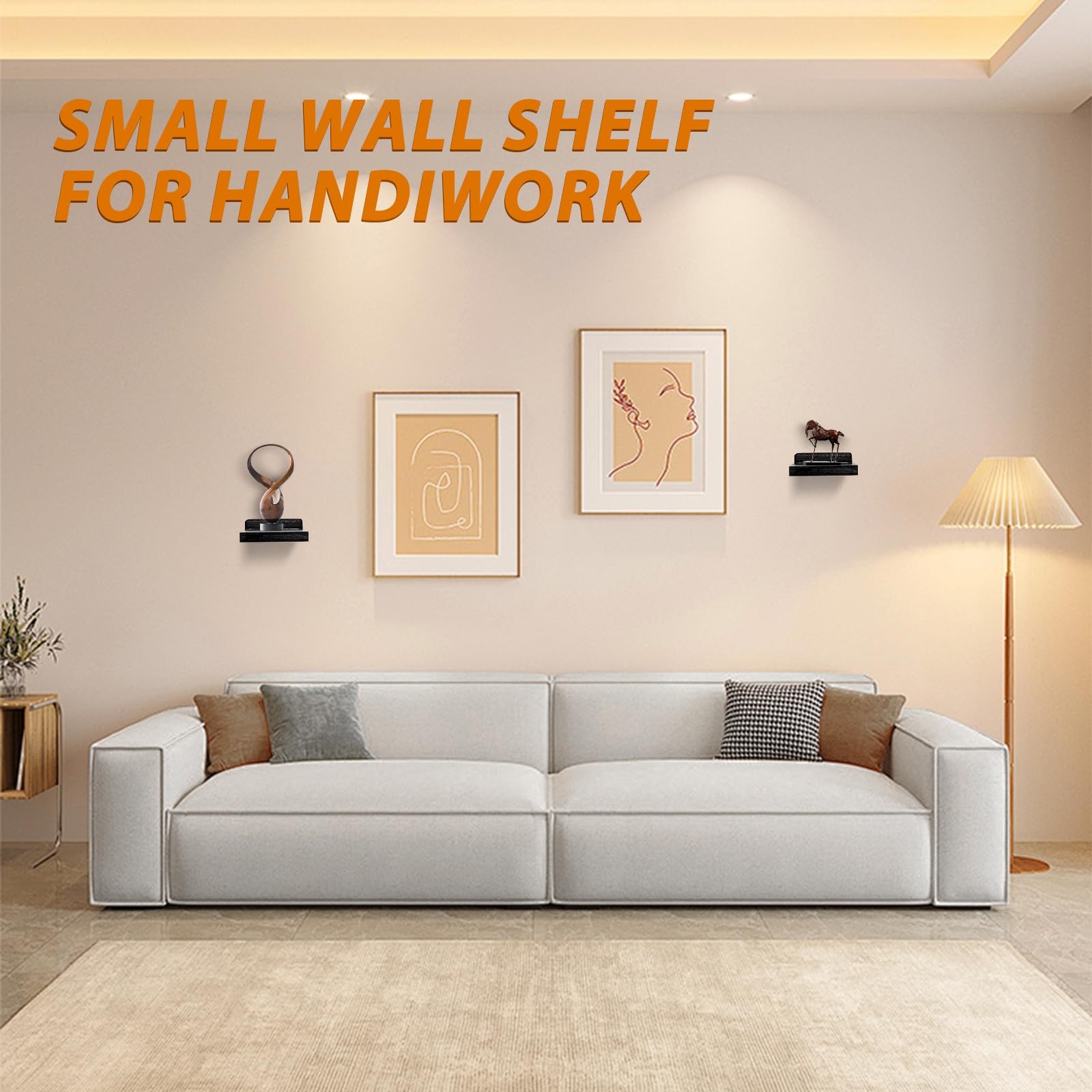 Small Wall Shelf, Mini Floating Shelves for Wall 4 Inches Set of 4, Display D