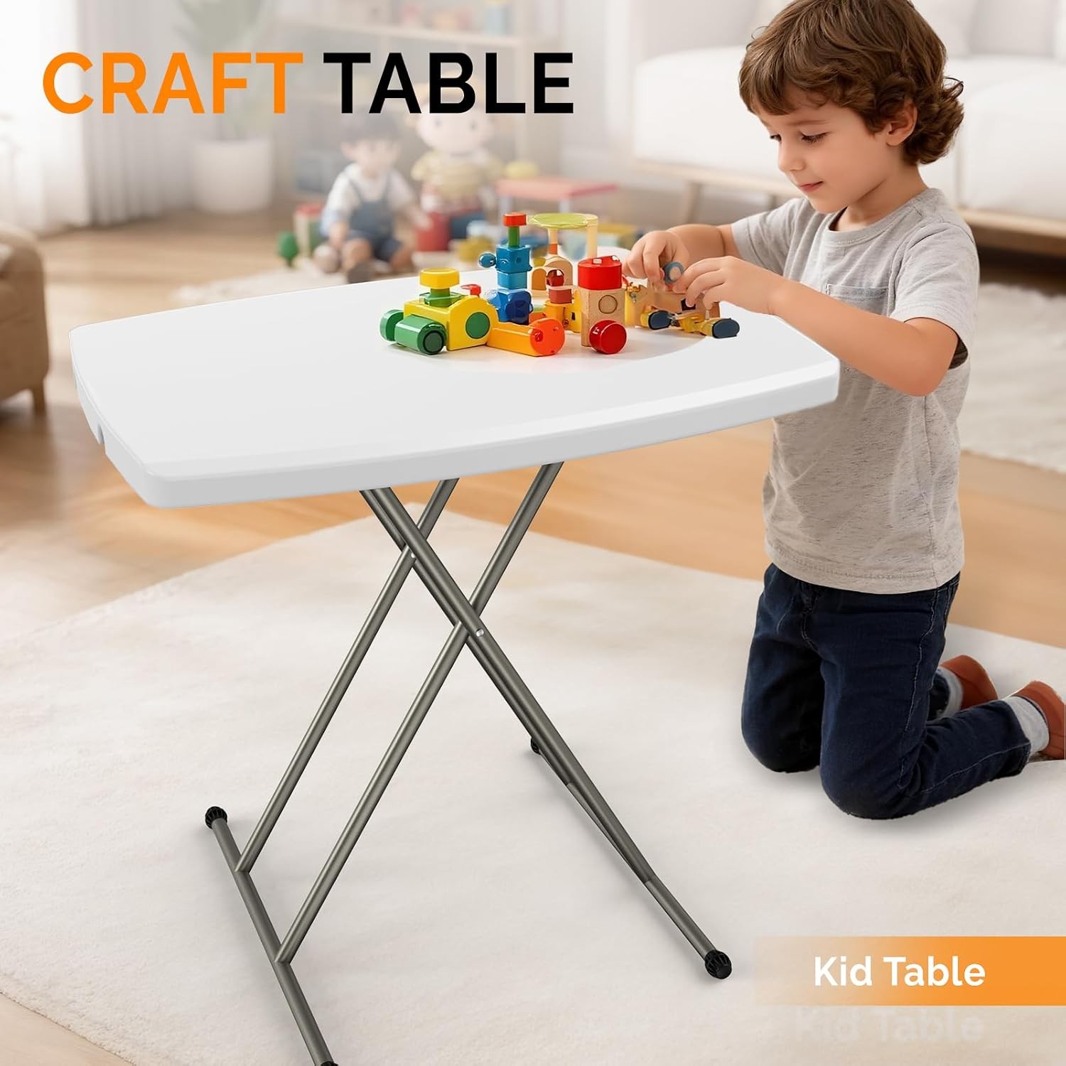 Small Adjustable Folding Table 13.8 in-28 in Height Personal Laptop TV Tray HDPE