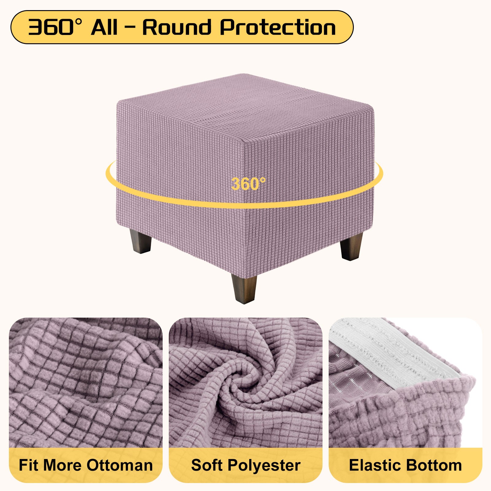 Cover Square Jacquard Slipcover Light Purple Middle Size