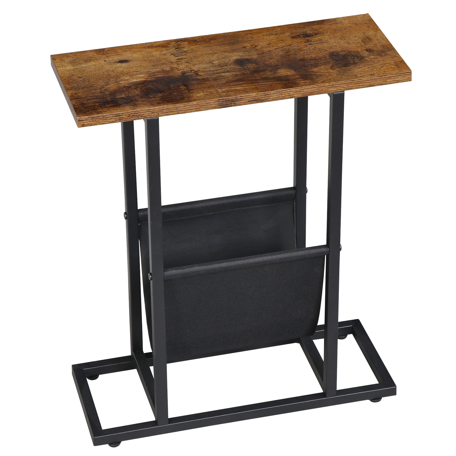 Mini Freestanding Bedroom Sidetable MDF Metal Frame Compact Home Rack, Brown