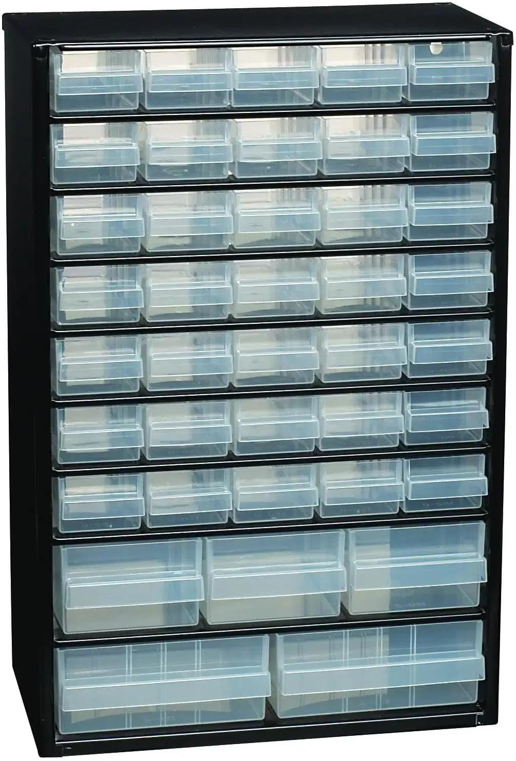 Steel Storage Cabinet, Tall 40-Drawer, Clear Polypropylene Plastic Drawer – Smal