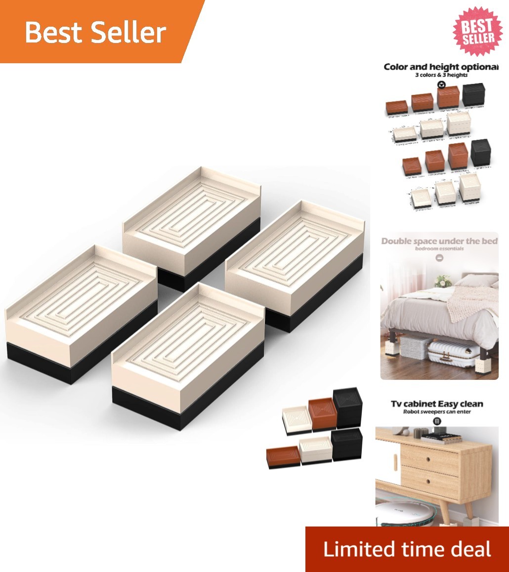 Non-Slip Shock-Absorbing Furniture Risers – Heavy Duty, 4 Pack for Versatile Use