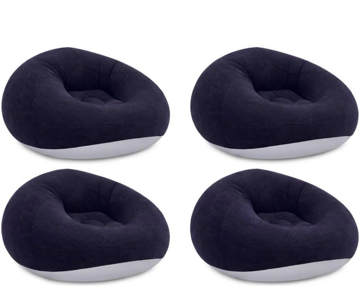 Ace Bayou ACB144 Inflatable Bean Bag Chair Gray Cup Holder 160 lb 35 in