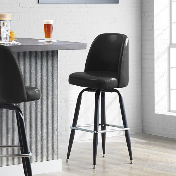 42″ BLACK SWIVEL BAR STOOL, WATERFALL BUCKET SEAT HEAVY DUTY COMMERCIAL (ONE)