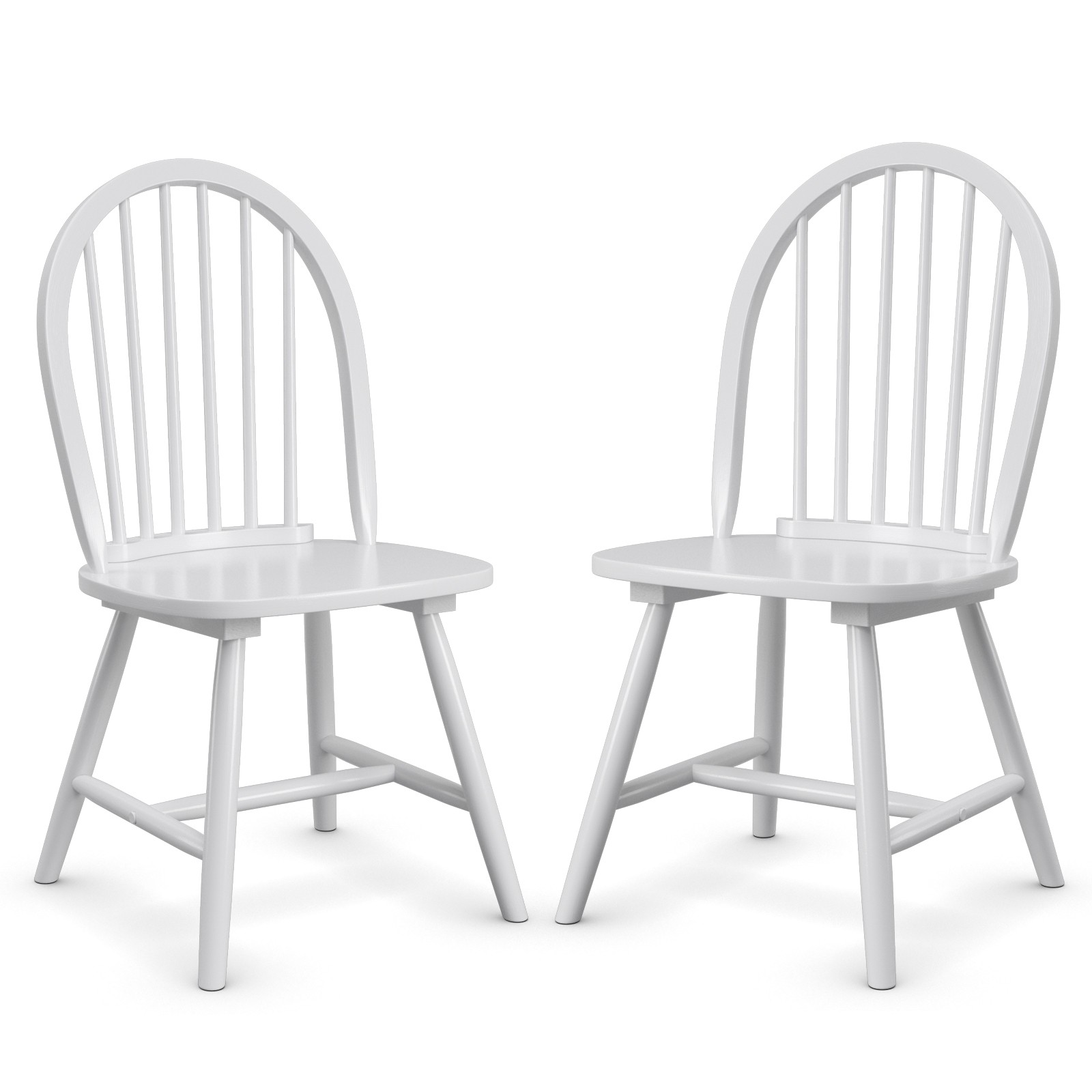 Set of 2 Vintage Windsor Dining Side Chair Wood Spindle Back Kitchen White