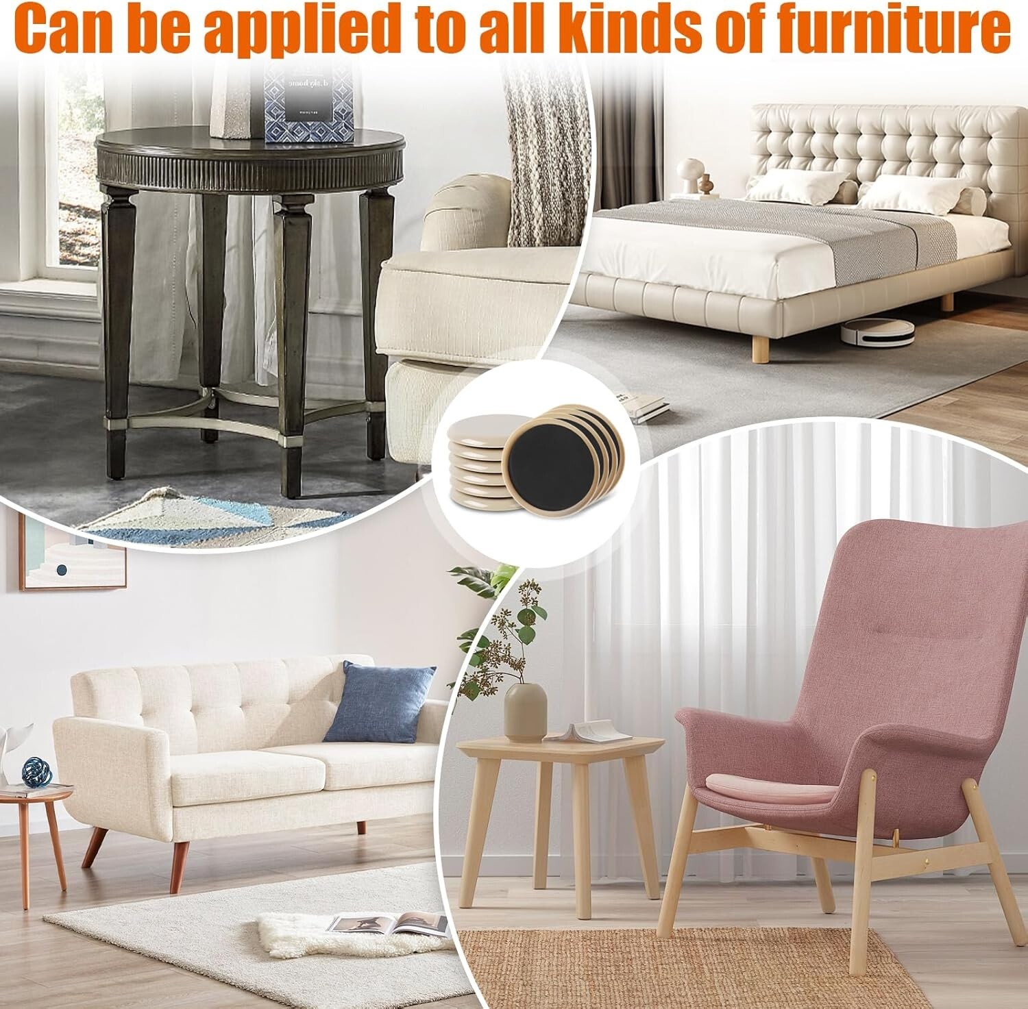 10PCS 3 1/2″ Furniture Sliders for Hardwood Floors and Carpet
