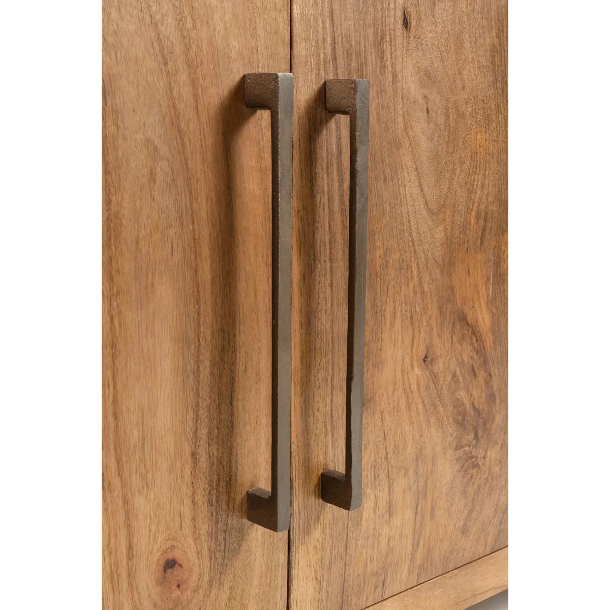 70” Solid Wood Sideboard Cabinet — Fully Assembled 4-Door Sideboard in Light
