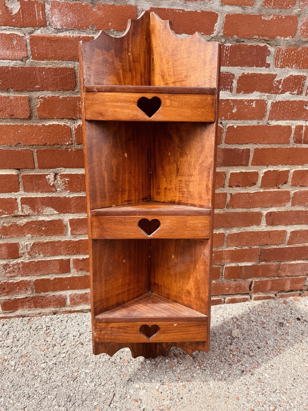 Vintage Cottagecore Wood Hearts Corner Shelf Cottage Country Farmhouse Rustic