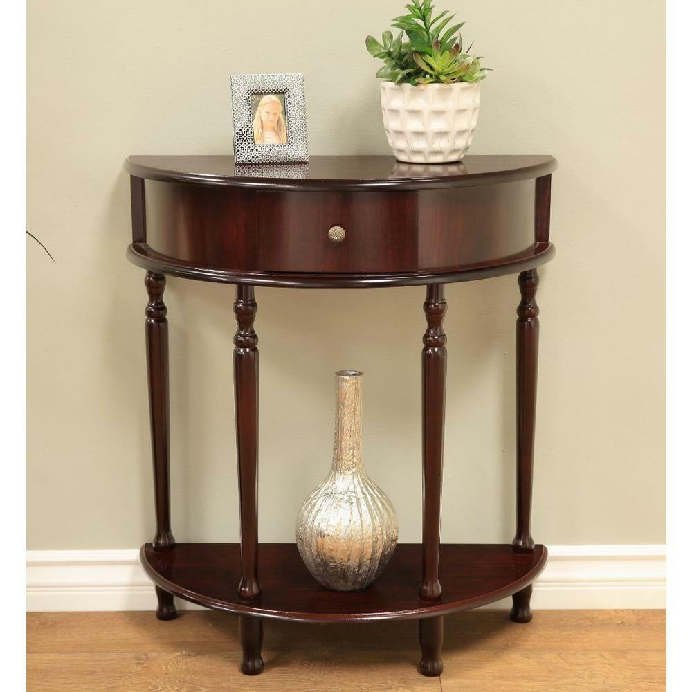 end table cherry storage living room half round tables moon drawer shelf design