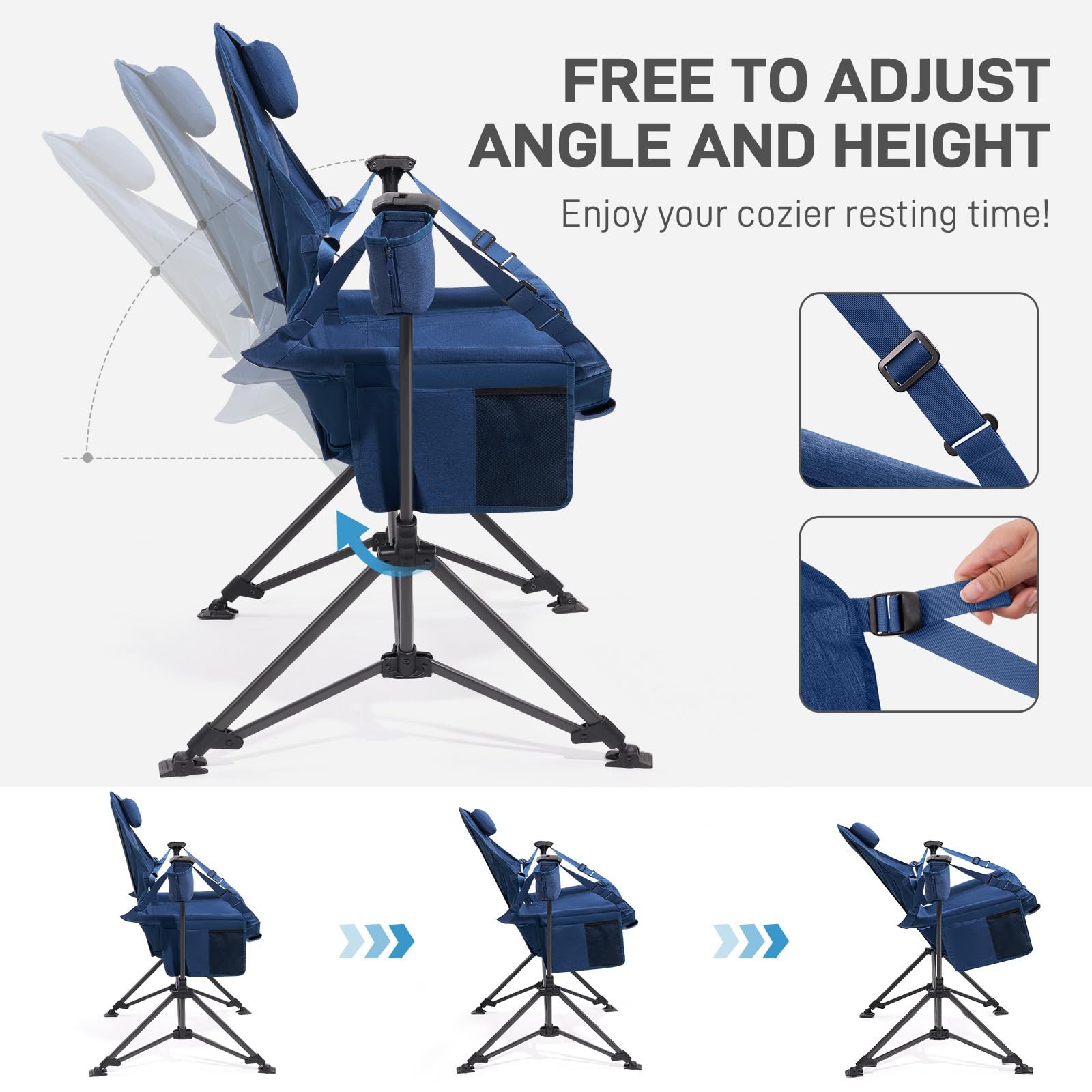 EVER ADVANCED Padded Hammock Camping Chair, 31in x 20in x 51in, Blue