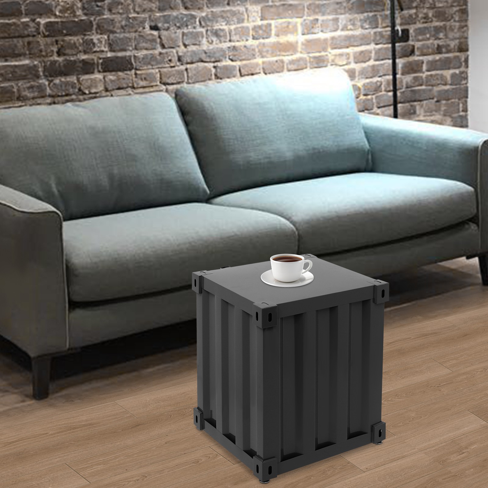 Floorstanding Side Table, Industrial Style Container Cabinet, Iron Bedside Table