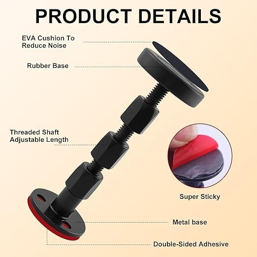 4 Pack Adjustable Headboard Stoppers Anti-Shake Stabilizers 1.0–4.0 in Black Set