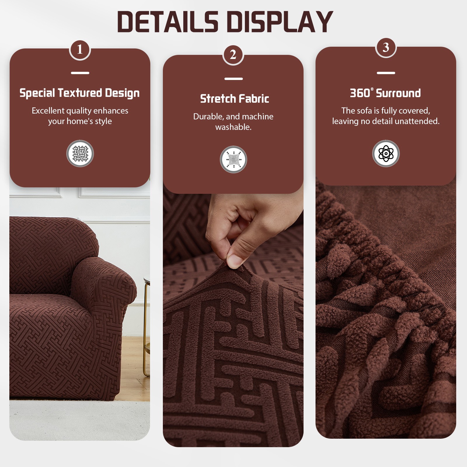 Thick Stretch Jacquard Sofa Cover 360° Couch Protection Anti-Slip Pet Friendly