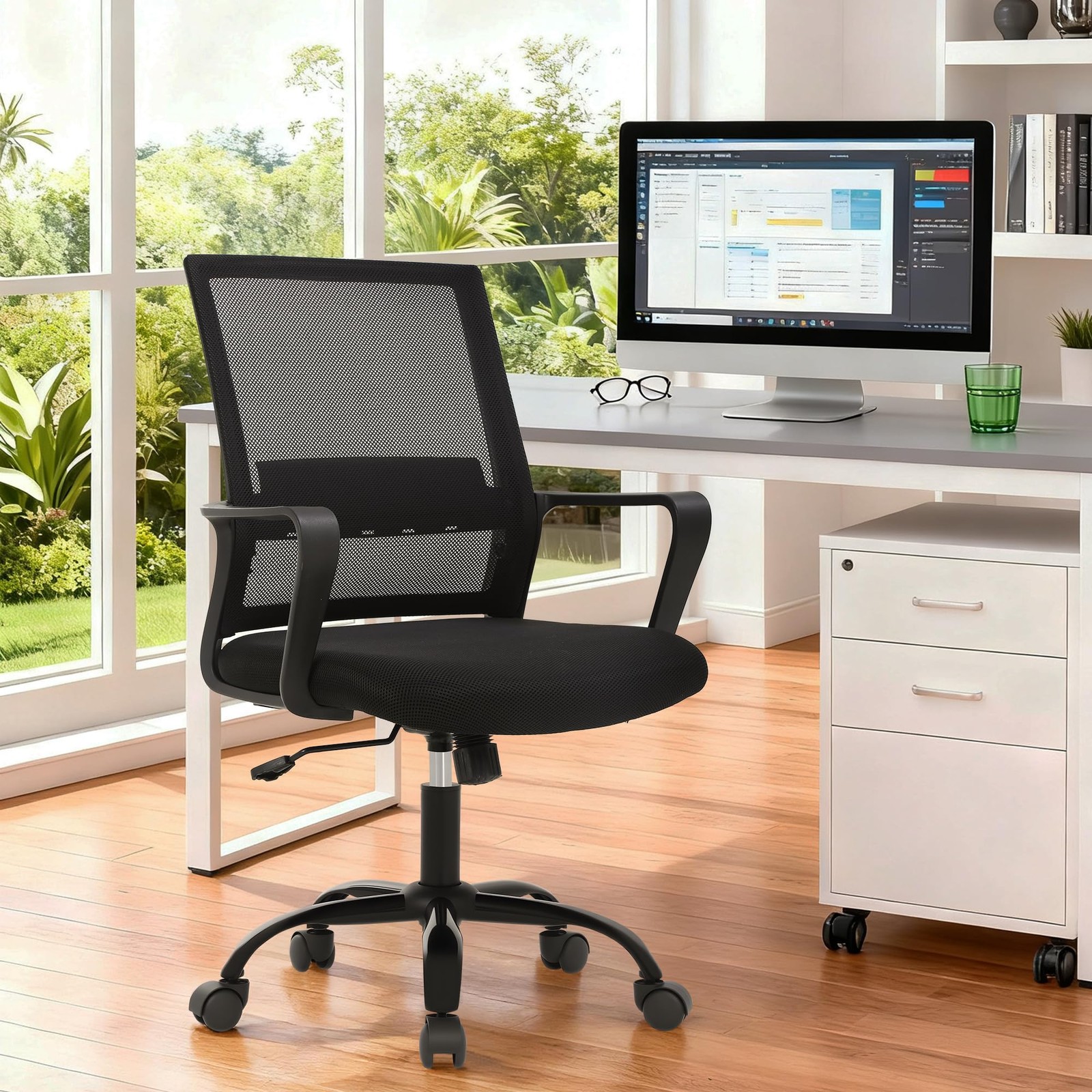 PayLessHere Office Chair Computer Ergonomic Mesh Mid-Back Black