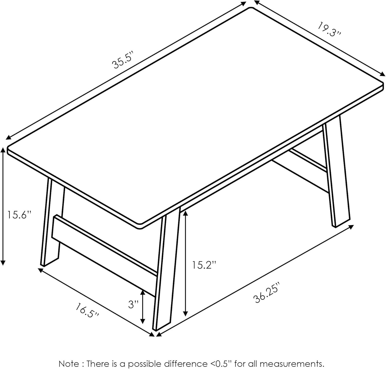 Beginning Coffee Table, French Oak Grey , 19.45D x 35.59W x 15.63H in