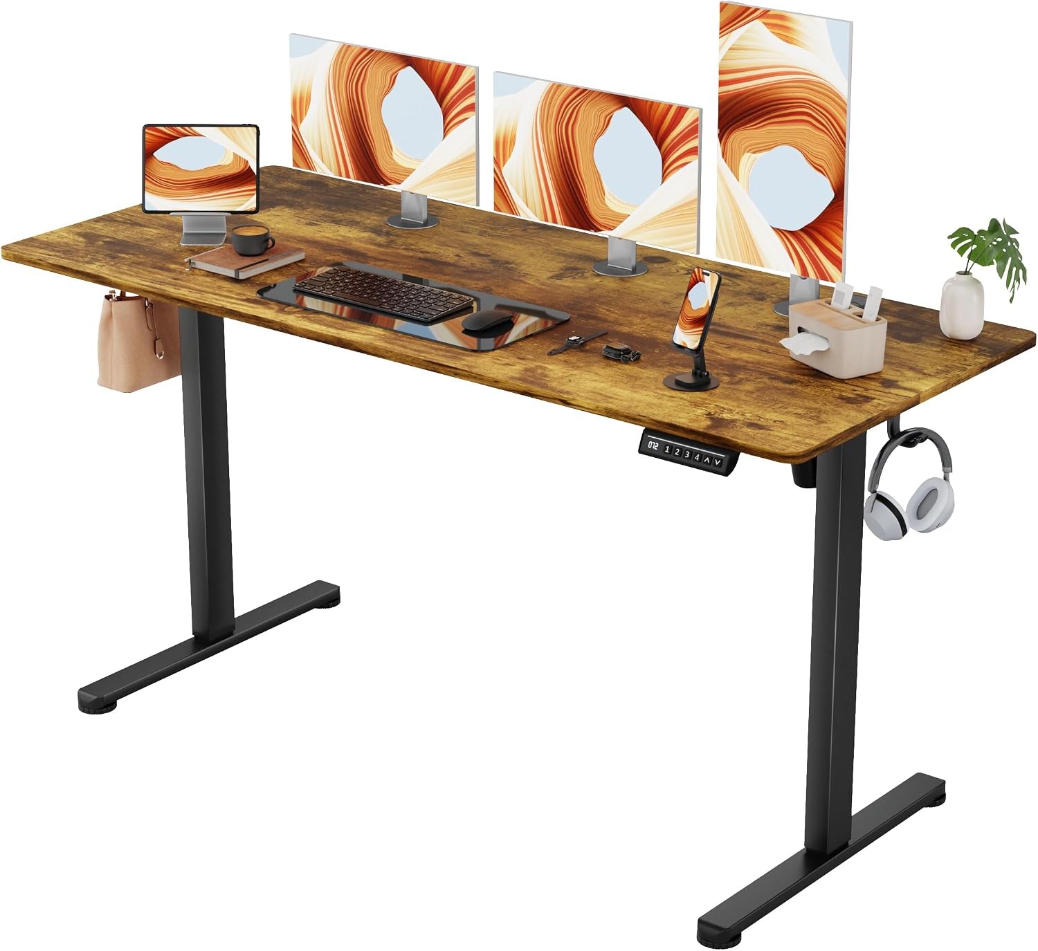 Electric Standing Desk, 55 x 24 Inches Sit Stand up Desk, Sit Stand Height