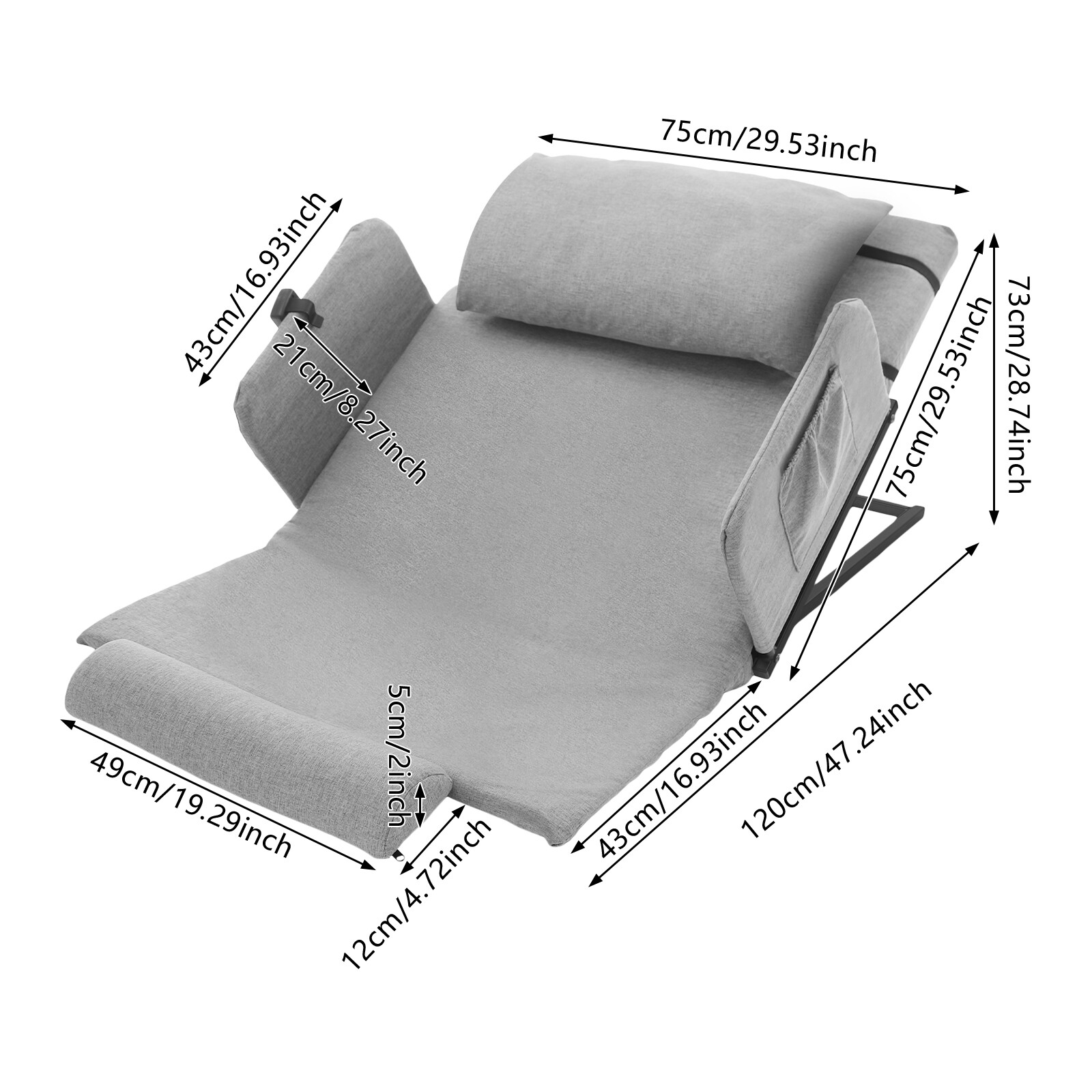 2-80° Electric Lifting Bed Backrest Adjustable Back Rest Bed Sitting BackrestUS