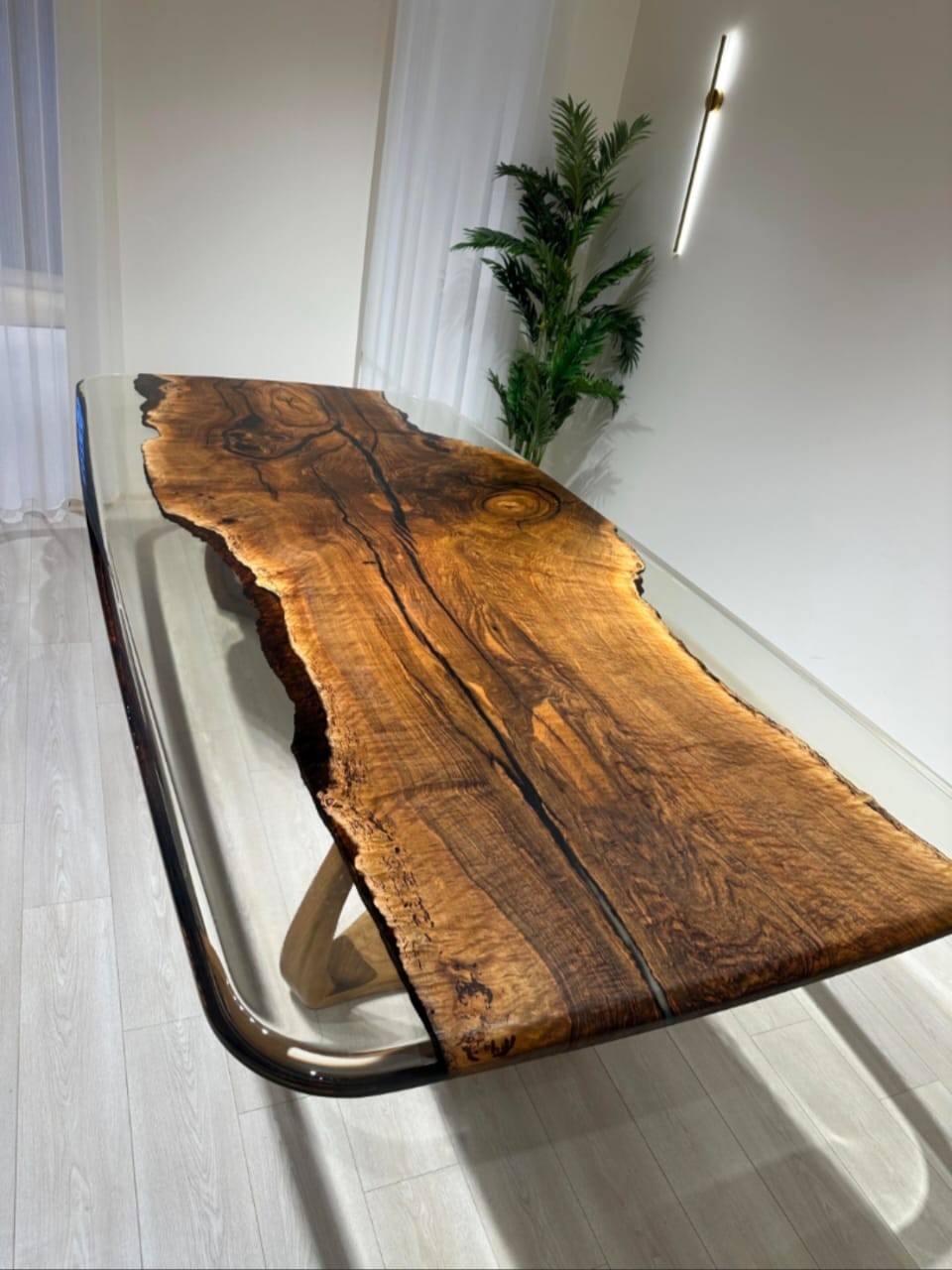 Luxurious Walnut Office Desk with Clear Epoxy – A Statement of Elegance & Crafts