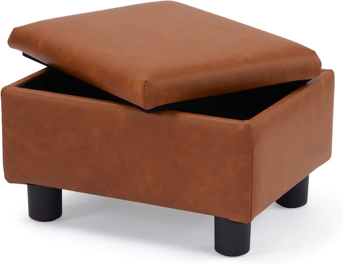 Versatile Small Faux Leather Footstool with Non-Slip Design and 300 lbs Capacity