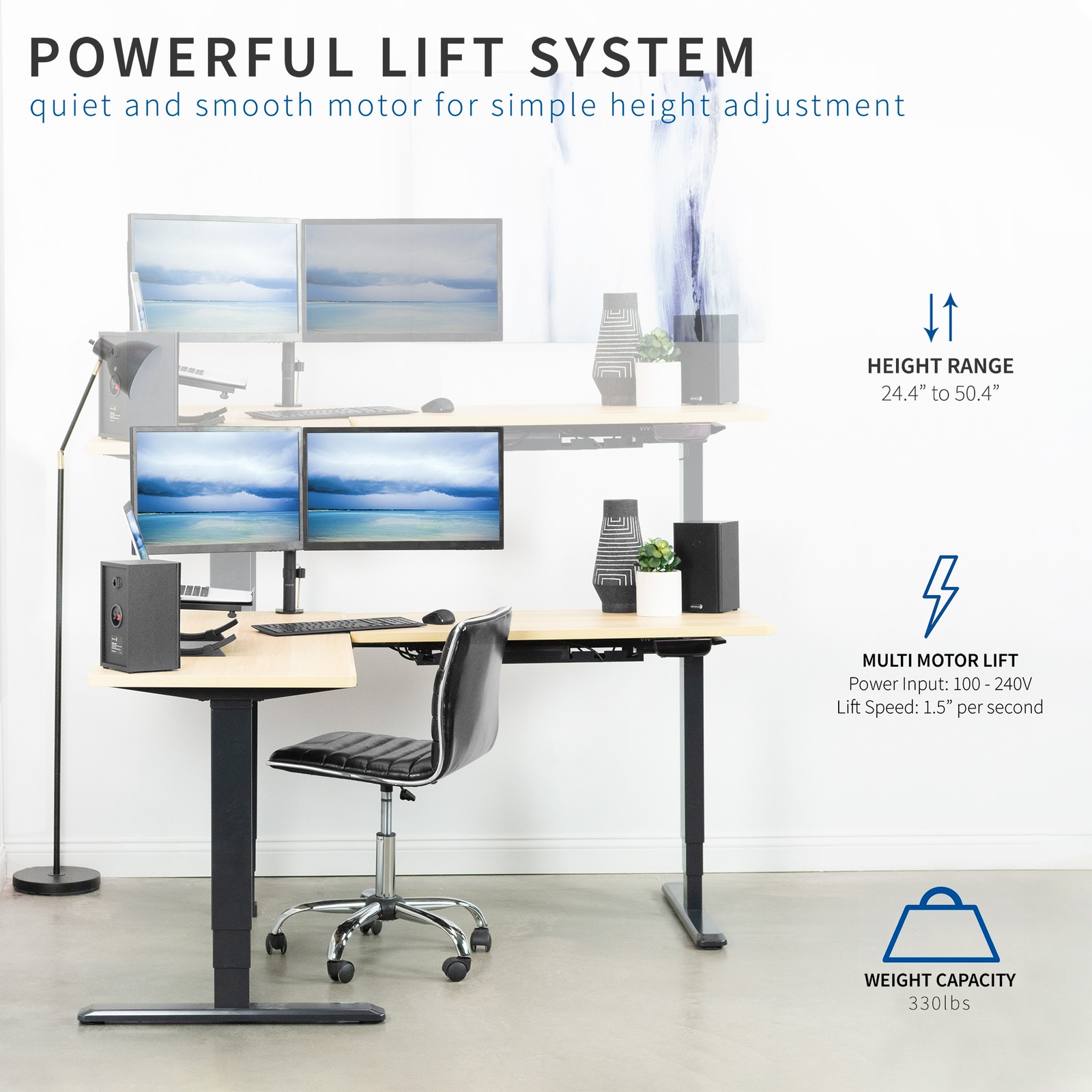 VIVO Electric Sit Standing Corner Height Desk L Frame Motor Ergonomic Adjustable