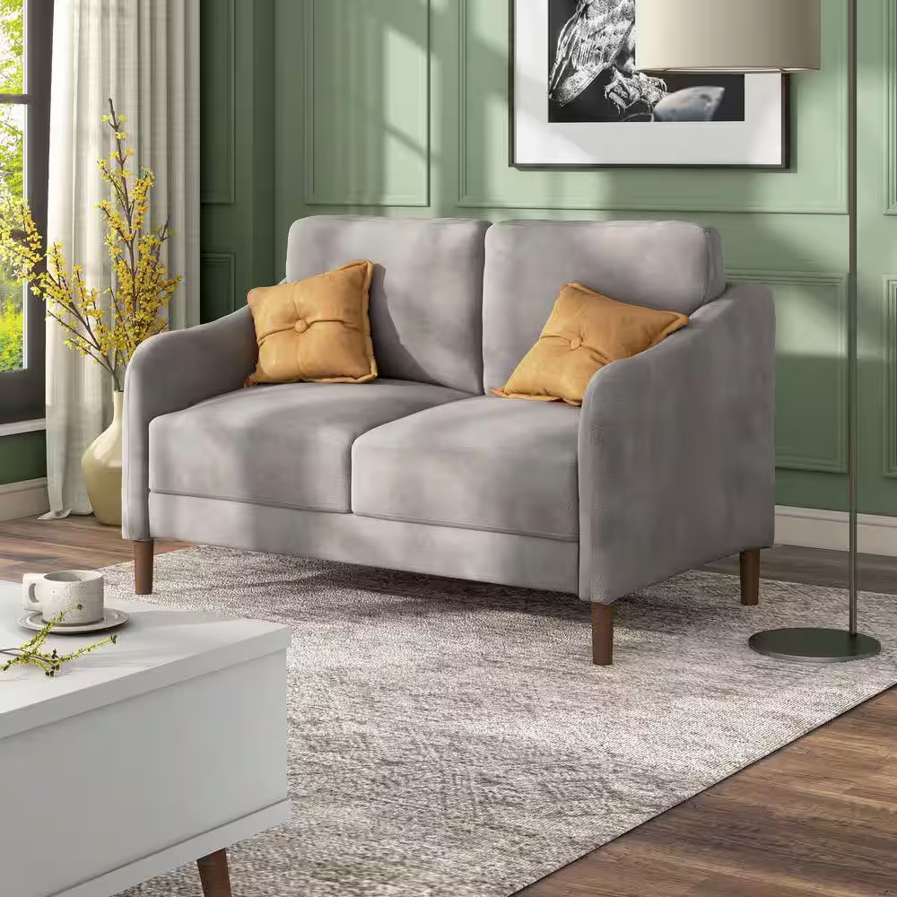 Jack 51.5 in Gray Velvet Seats 2 Loveseat