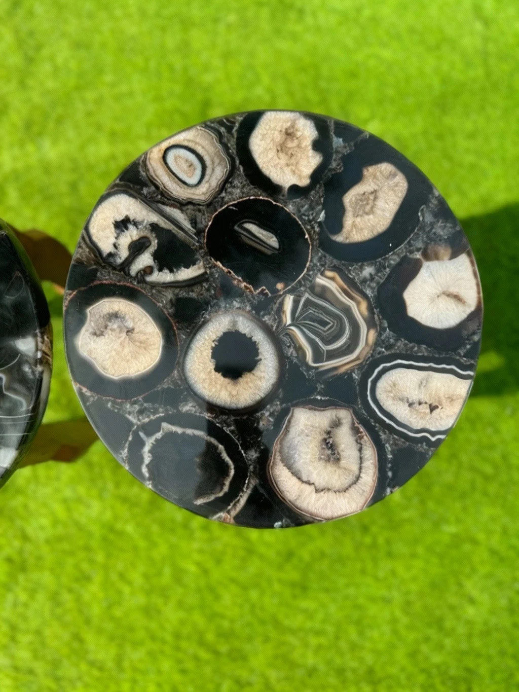 Luxury Black & White Agate Table Top Genuine Natural Stone Handmade | Decor