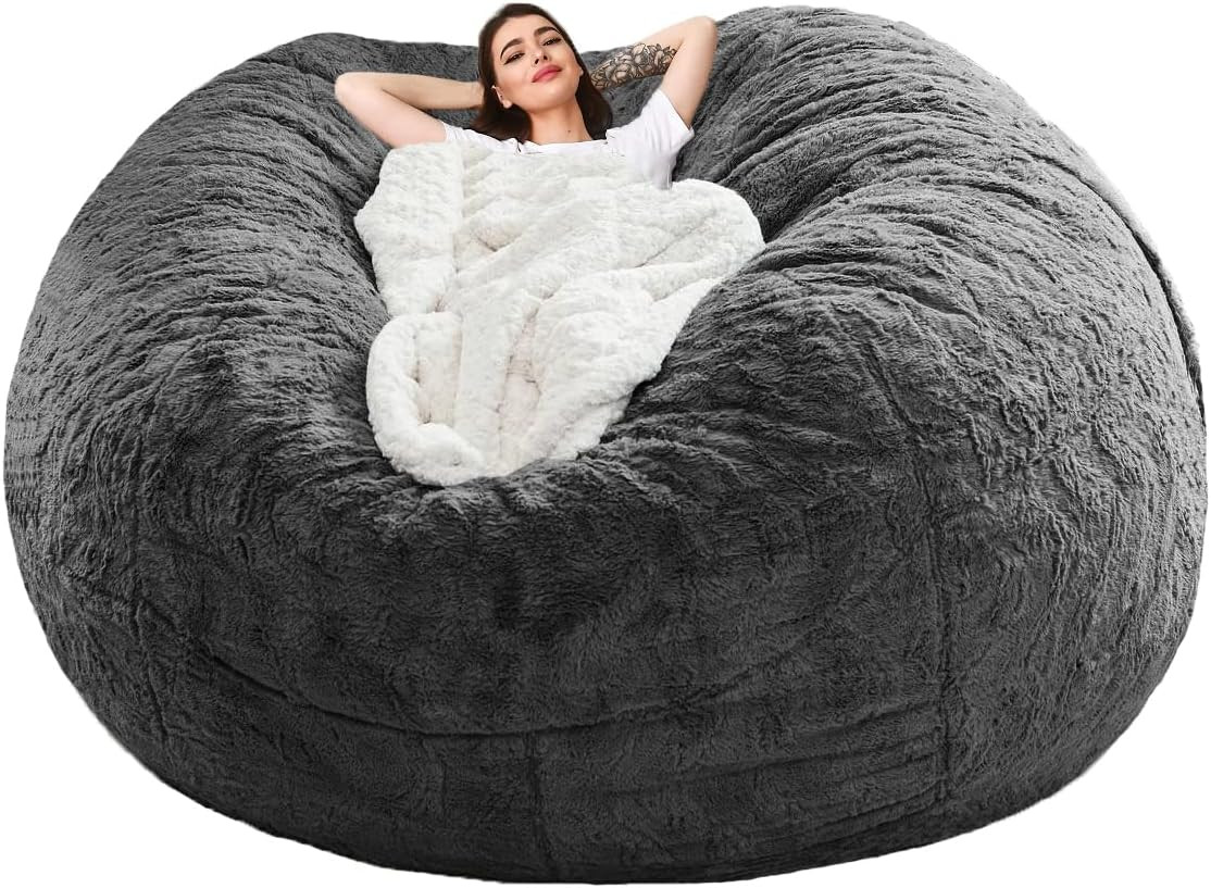 Dark Gray Bean Bag Sofa Cover – 6ft (D153*H65cm) – Cover Only
