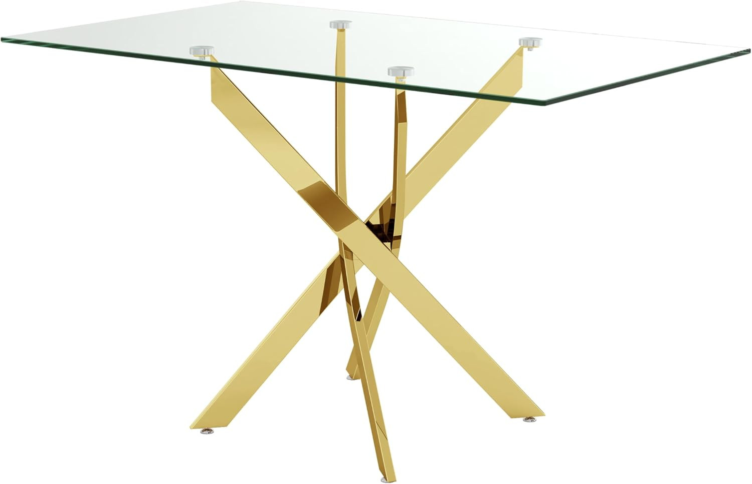 Modern 47.2″ Tempered Glass Dining Table for 4 with Chromed Legs