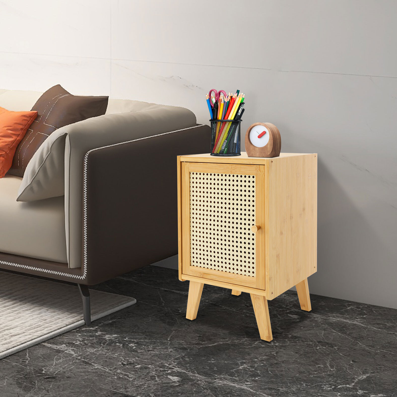 Wooden Side Table, Bamboo Bedside Table, Modern Bedside Table 31*30*51cm