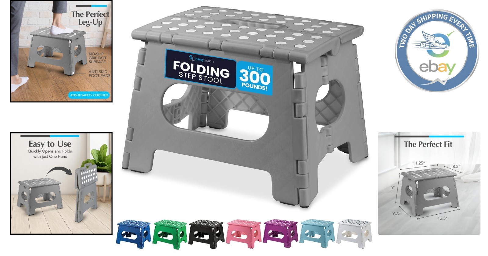 Folding 9-Inch Lightweight Step Stool – Safe & Sturdy for All Ages