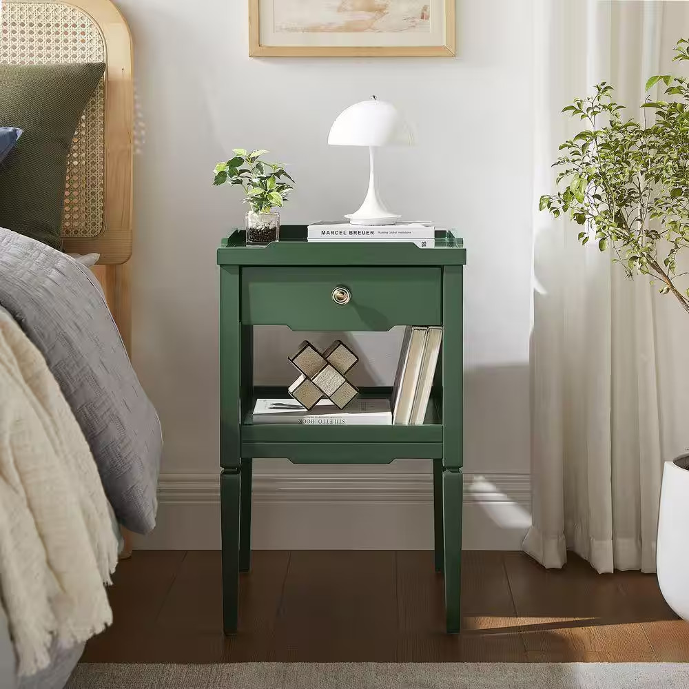 Finchley Vintage Green 1-Drawer 16 In. W Nightstand