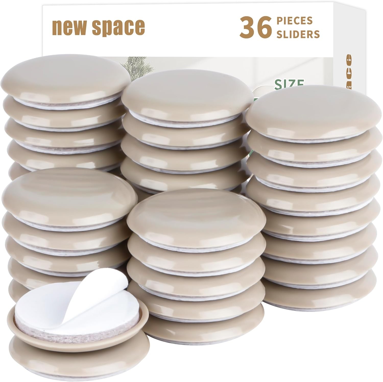Self-Stick Furniture Sliders, New Space 36pcs 1-3/4″ for Carpet – Adhesive