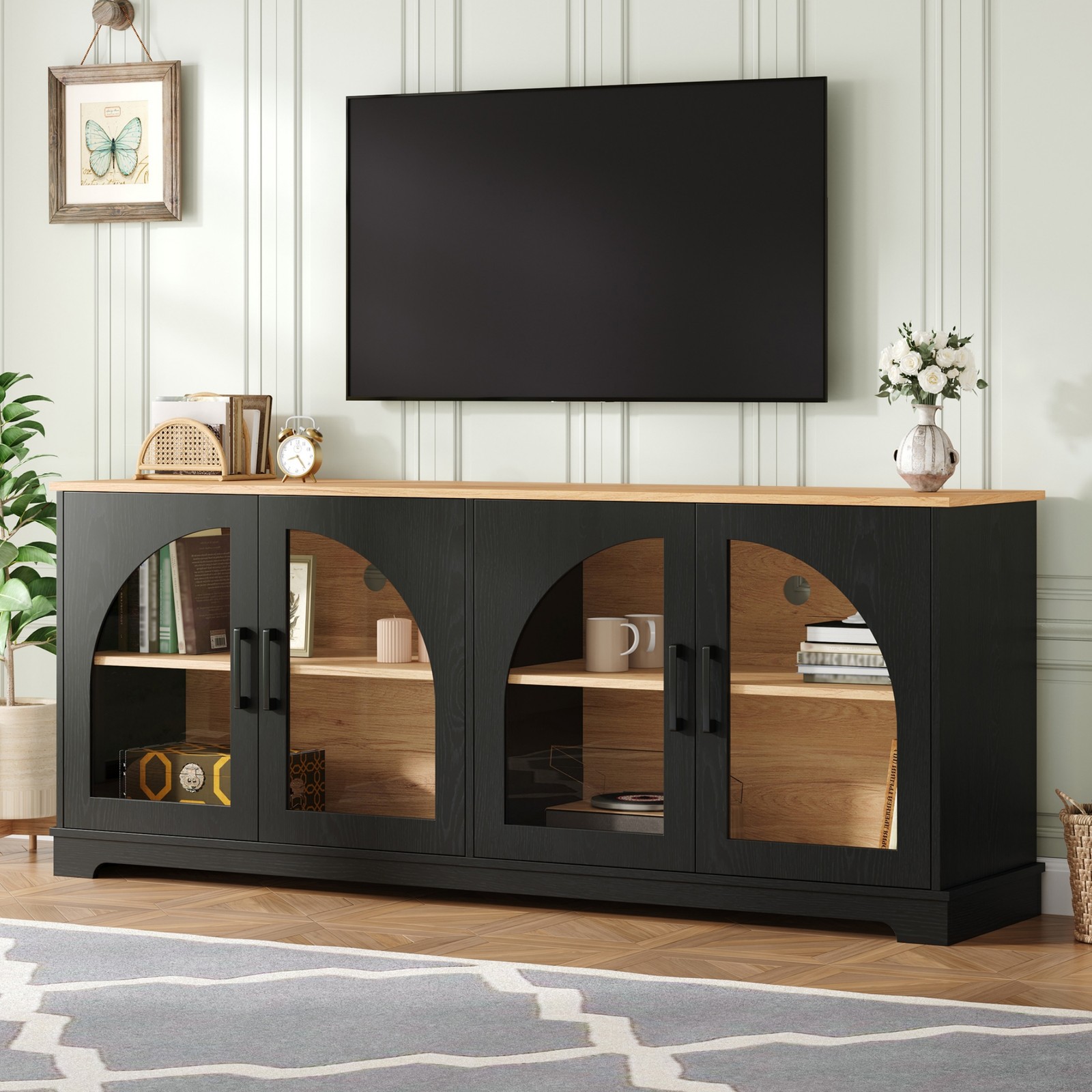 FUNIDEE TV Stand for TVs Up to 70” Entertainment Center TV Console Sideboard