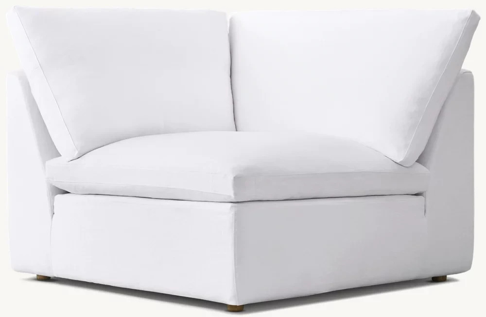 Restoration Hardware Cloud Luxe Corner Chair SLIPCOVERS Per Perf Txt Lin White