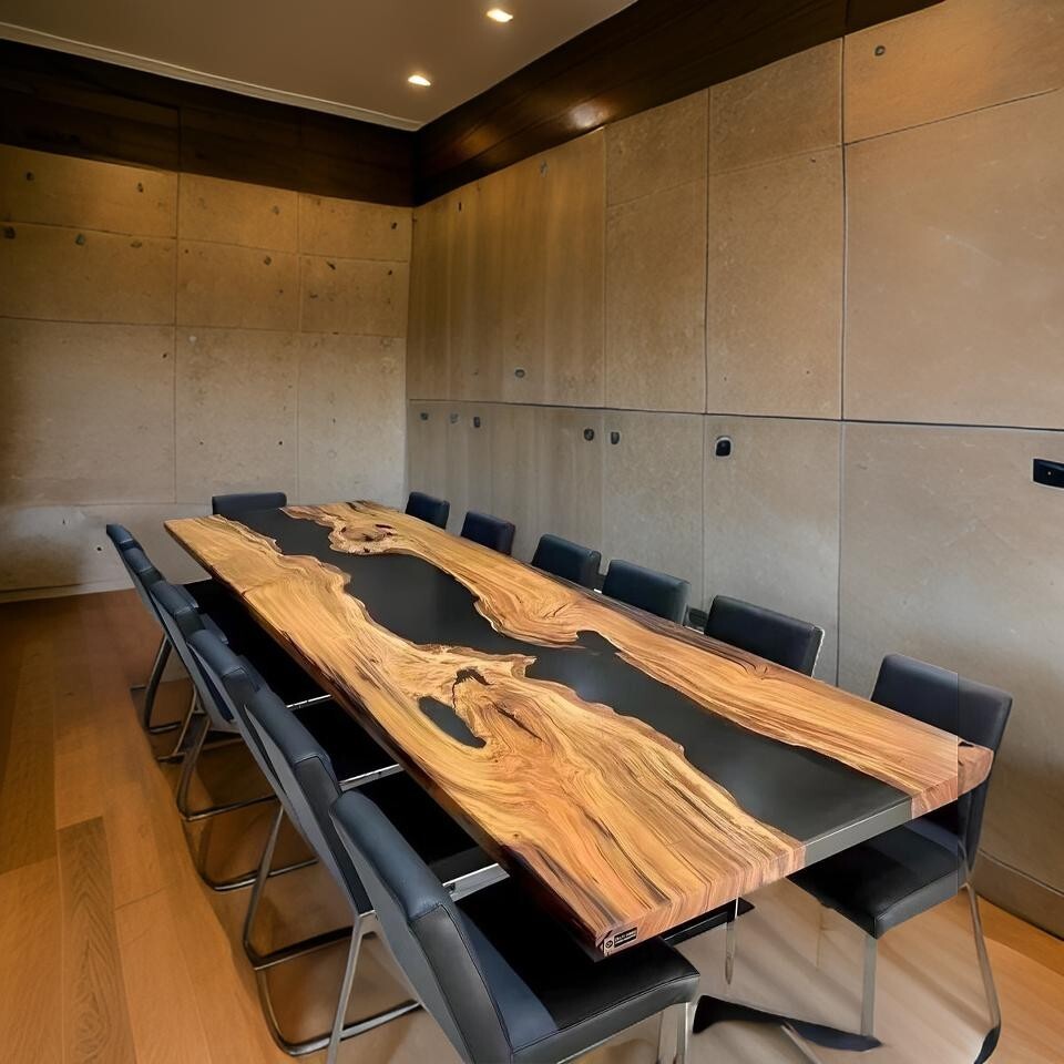 Black Epoxy River Dining Table Top, Epoxy Wooden Table Top, Live Edge Furniture