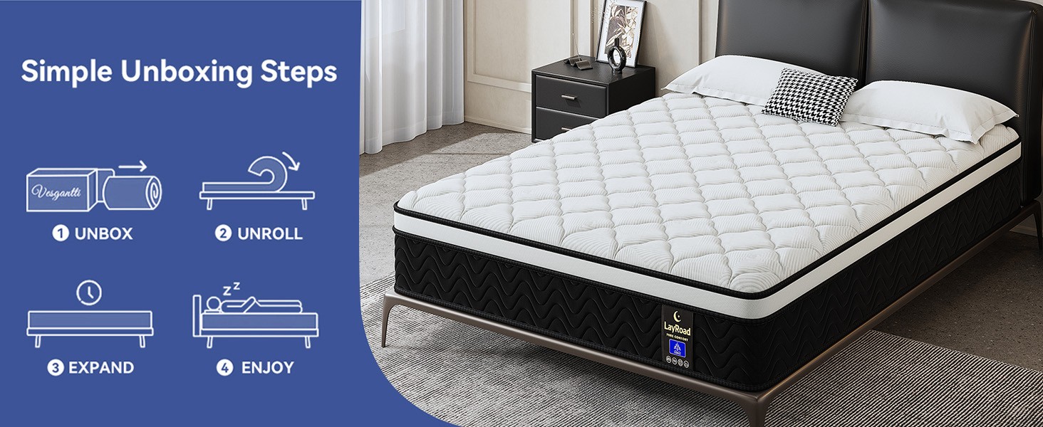 Full 14-Inch Hybrid Mattress with Gel Memory Foam & Pocket Springs, Medium Firm,