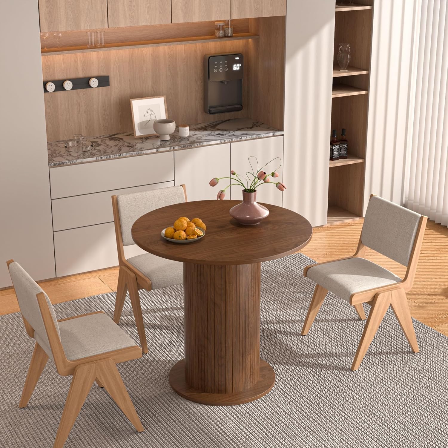 31.5 inch Round Dining Table for 2, Modern Farmhouse Kitchen Table