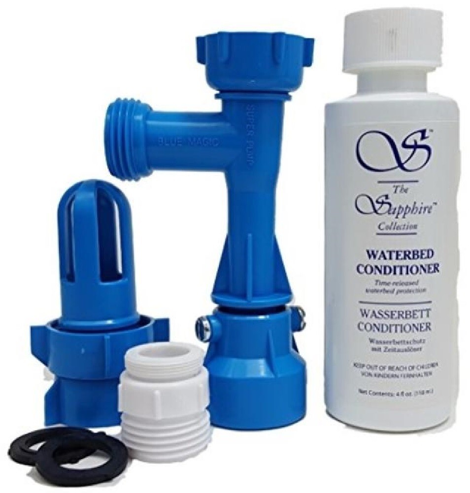 BLUE MAGIC WATERBED FILL and DRAIN KIT with Lg. (4OZ) WATERBED CONDITIONER