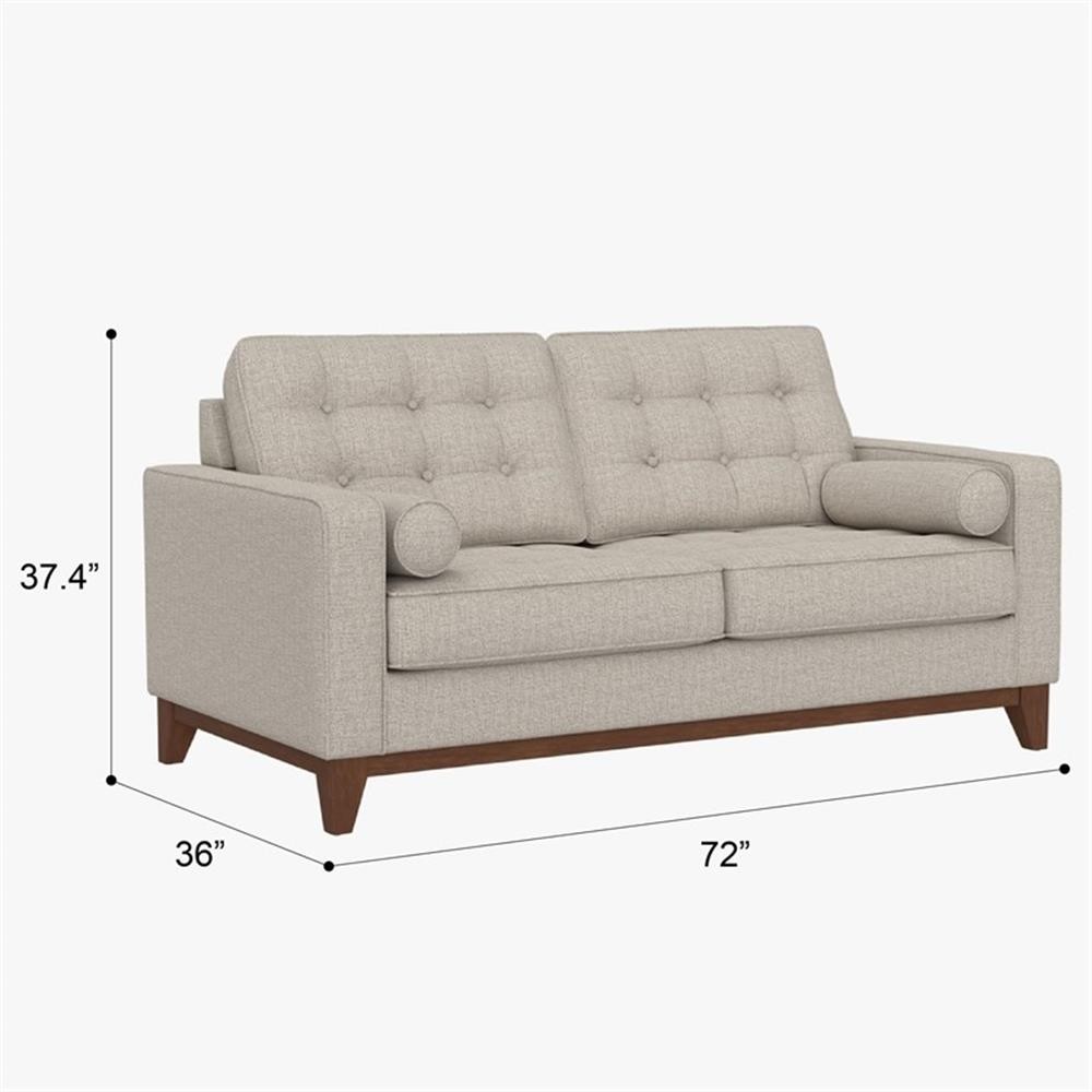 Pemberly Row 72″ Brown Loveseat with Pocketed Coil Cushions & 2 Bolster Pillows