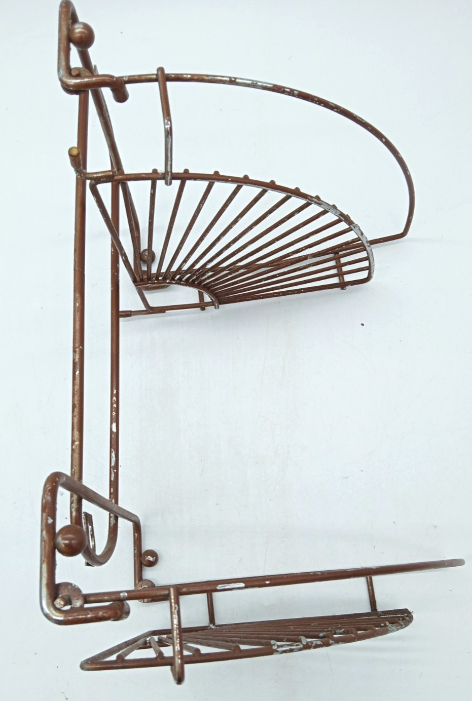 VTG 2-Tier Folding Metal Wall Mount Corner Shelf Brown Shabby 14″ x 9.5″ x 9″